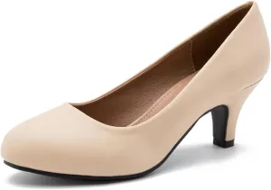 Women's Classic Round Toe Pump Kitten Low Heel Shoes