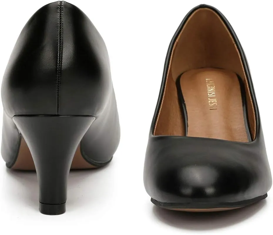 Women's Classic Round Toe Pump Kitten Low Heel Shoes