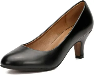 Women's Classic Round Toe Pump Kitten Low Heel Shoes