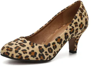 Women's Classic Round Toe Pump Kitten Low Heel Shoes