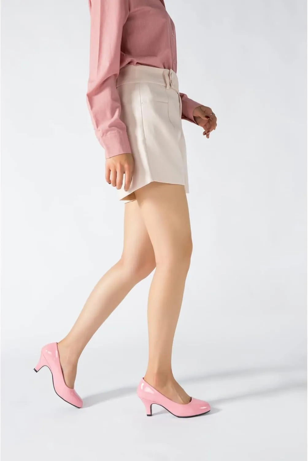 Women's Classic Round Toe Pump Kitten Low Heel Shoes