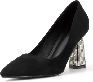 Women's Closed Pointed Toe Pumps Chunky Block High Heel Dress Office Party Wedding Shoes for Women