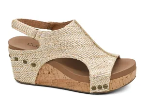 Women's Corkys Carley Wedge in Silver Raffia