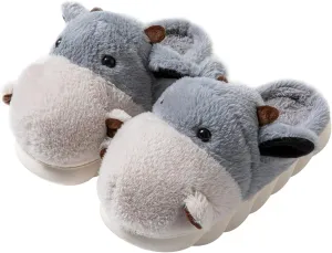 Womens Cute shoes hippo slippers Animal Slippers Novelty Cozy Fuzzy Slippers Soft Plush Winter Warm House Shoes cotton slippers