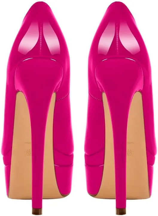 Women's Double Platform Round Closed Toe Stiletto High Heel Pumps