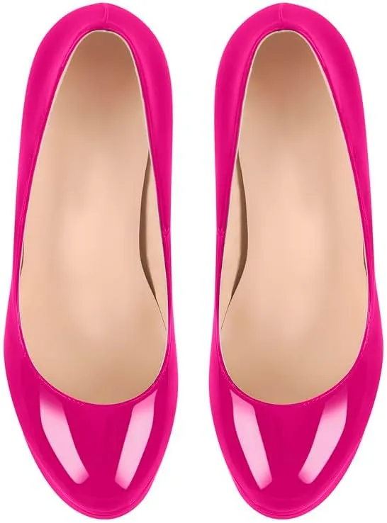 Women's Double Platform Round Closed Toe Stiletto High Heel Pumps