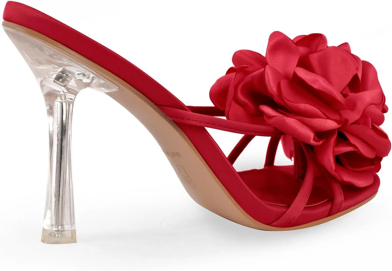 Women's Flower Sandals Medium Low Kitten Heel Transparent Stiletto Heel Square Toe Slipper