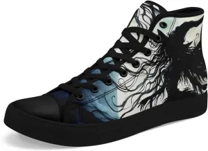 Womens Gothic High-Top Canvas Sneakers Punk Style Alternative Streetwear Canvas Shoes, Lace-Up Casual Skate Shoes for Men