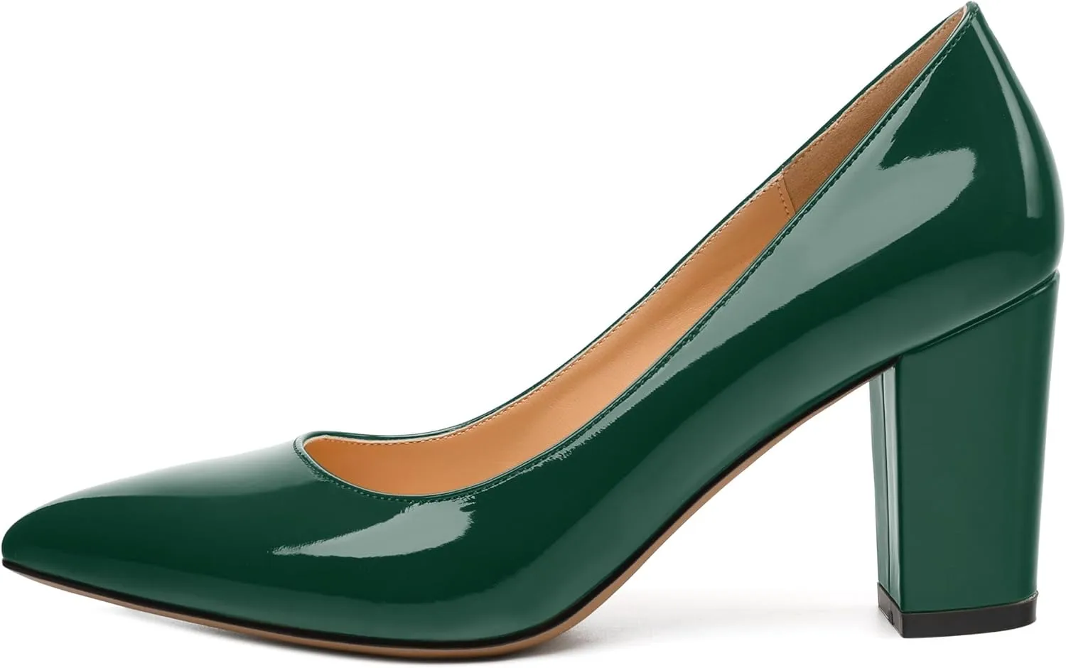 Womens High Heel Pumps, Pointed Toe Chunky Heel Pumps for Women, Daily Dress Shoes for Workplace 3.3"