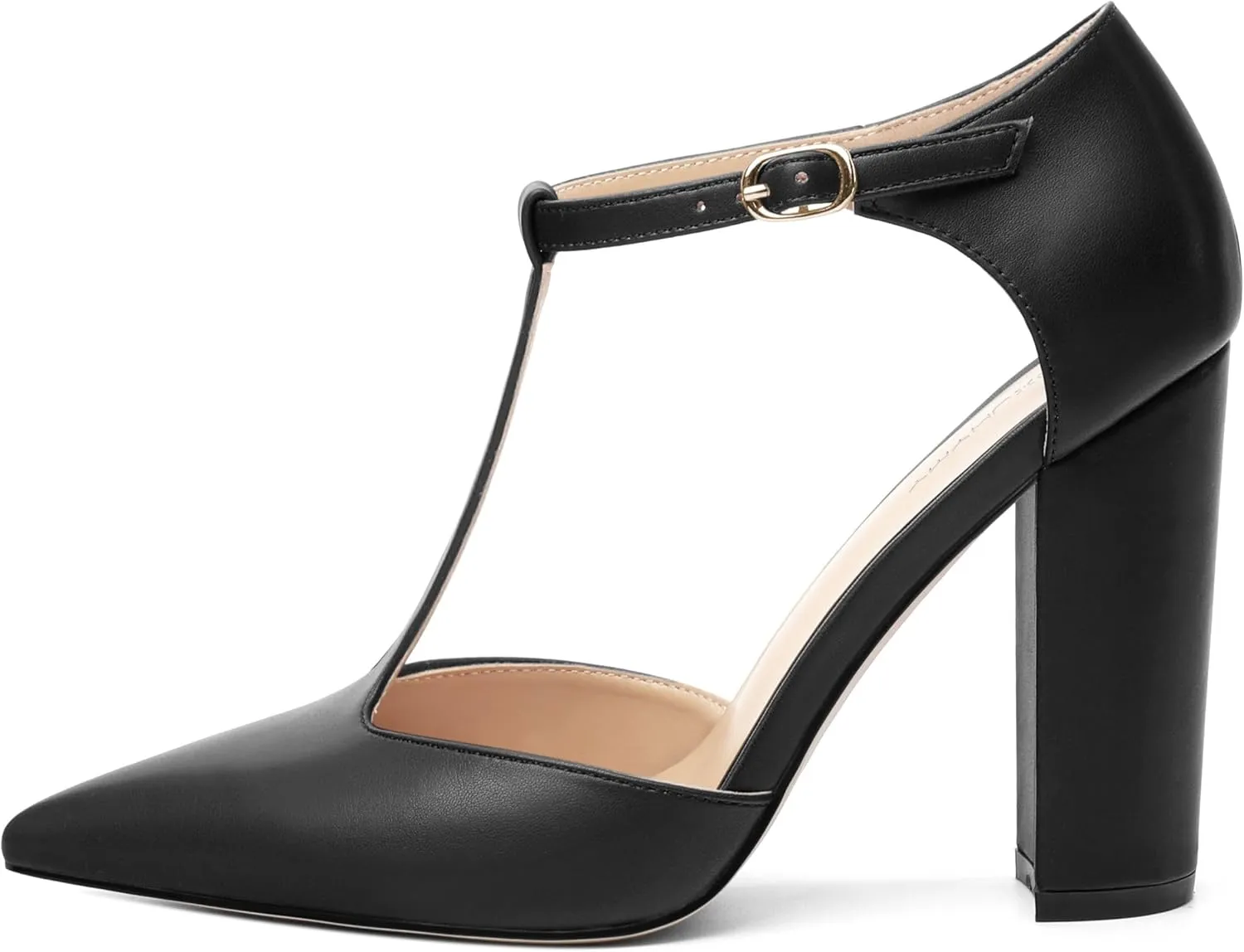 Women's High Heel Pumps, Simple Classic T-Strap Pointed Toe Dress Shoes,Party Dress Sandals3.9