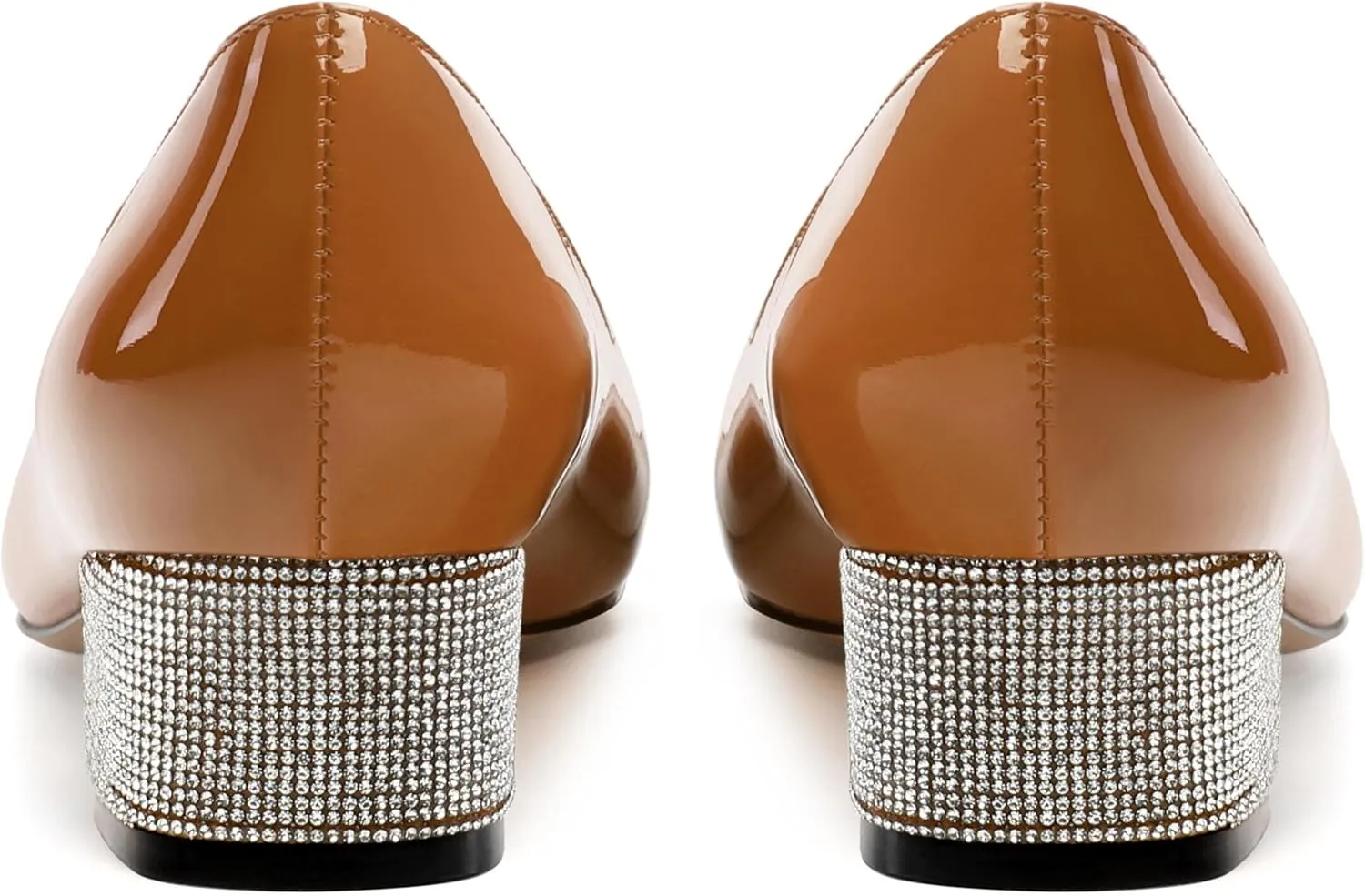 Womens Low Block Heel Pumps, Sqaure Toe Chunky Heel Pumps for Women, Color Blocking Office Daily Shoes