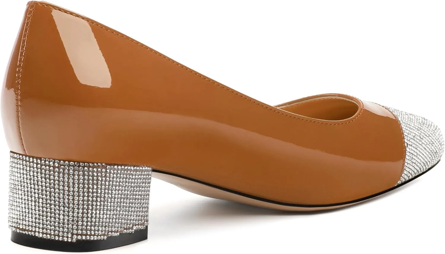 Womens Low Block Heel Pumps, Sqaure Toe Chunky Heel Pumps for Women, Color Blocking Office Daily Shoes