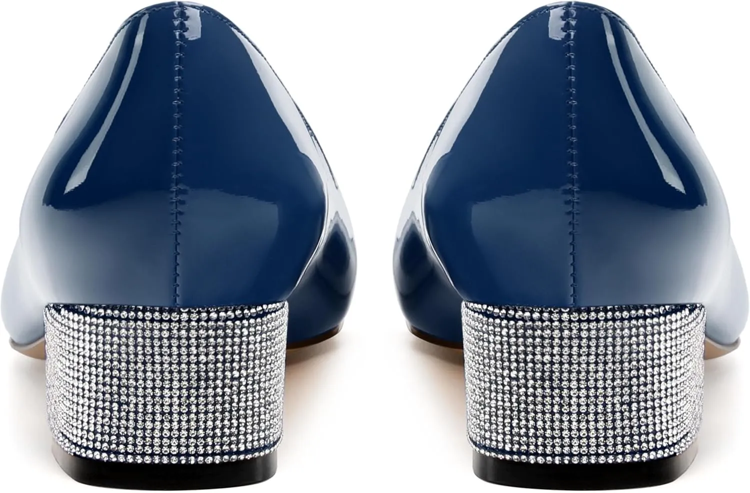 Womens Low Block Heel Pumps, Sqaure Toe Chunky Heel Pumps for Women, Color Blocking Office Daily Shoes