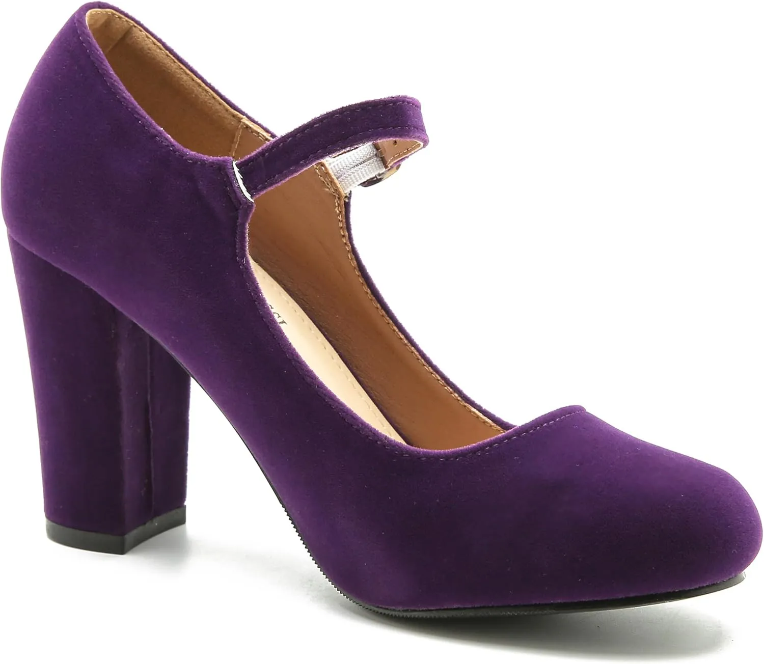 Women's Mary Jane Heels Closed Toe Chunky Heel Round Toe Block High Heel Pumps