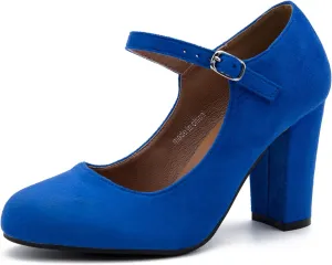 Women's Mary Jane Heels Closed Toe Chunky Heel Round Toe Block High Heel Pumps