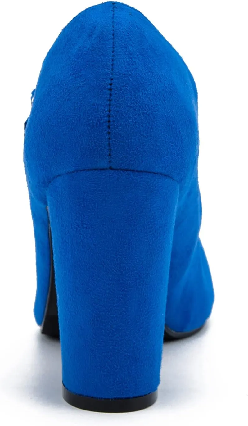 Women's Mary Jane Heels Closed Toe Chunky Heel Round Toe Block High Heel Pumps