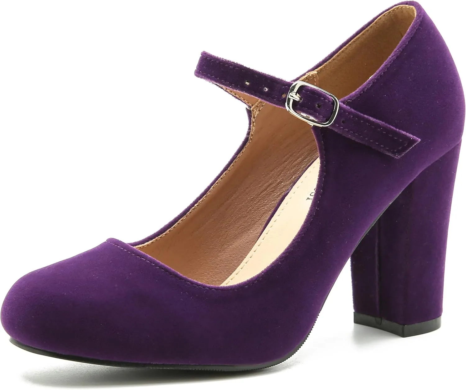 Women's Mary Jane Heels Closed Toe Chunky Heel Round Toe Block High Heel Pumps