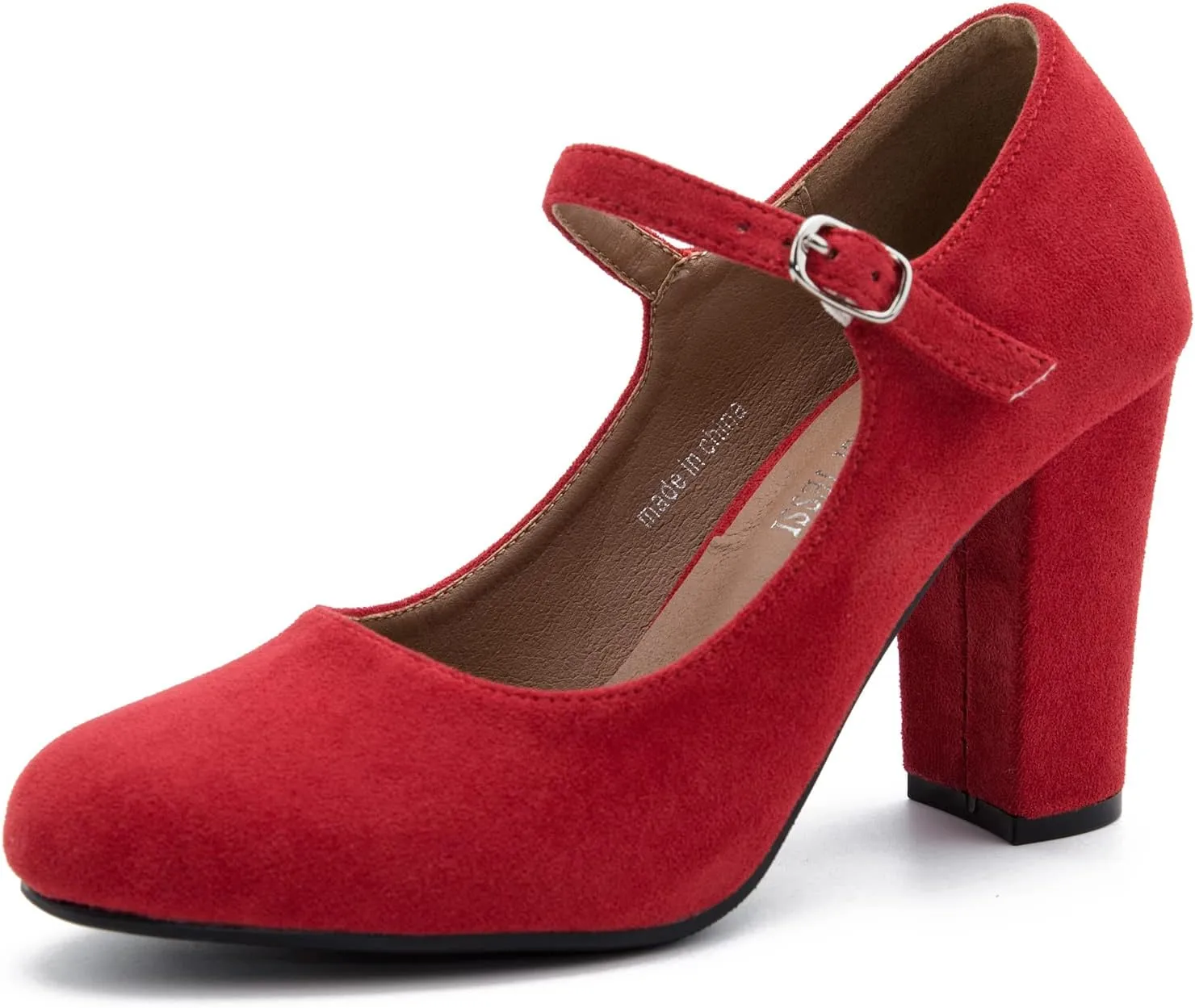 Women's Mary Jane Heels Closed Toe Chunky Heel Round Toe Block High Heel Pumps