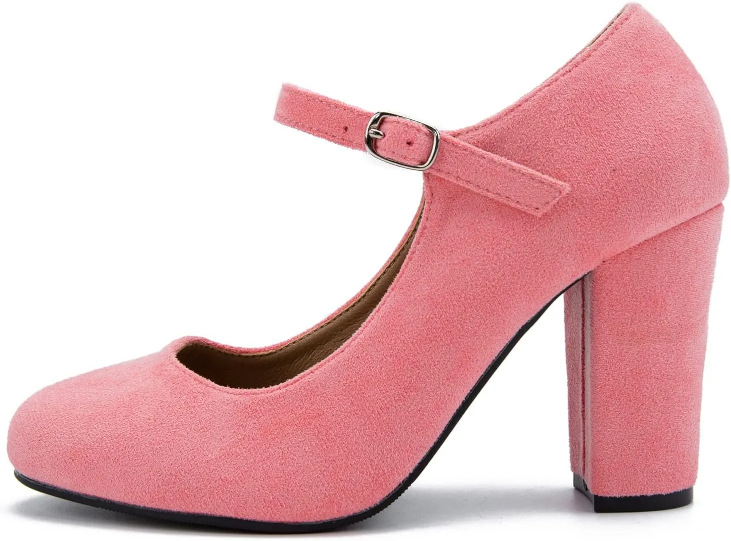Women's Mary Jane Heels Closed Toe Chunky Heel Round Toe Block High Heel Pumps