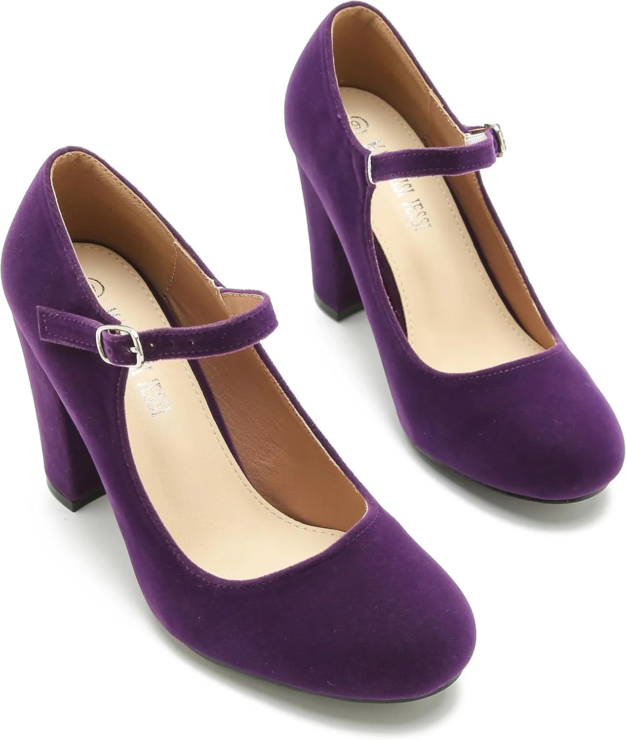 Women's Mary Jane Heels Closed Toe Chunky Heel Round Toe Block High Heel Pumps