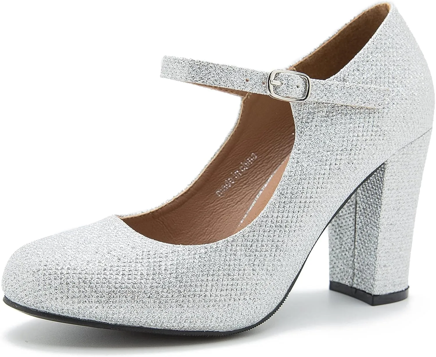 Women's Mary Jane Heels Closed Toe Chunky Heel Round Toe Block High Heel Pumps