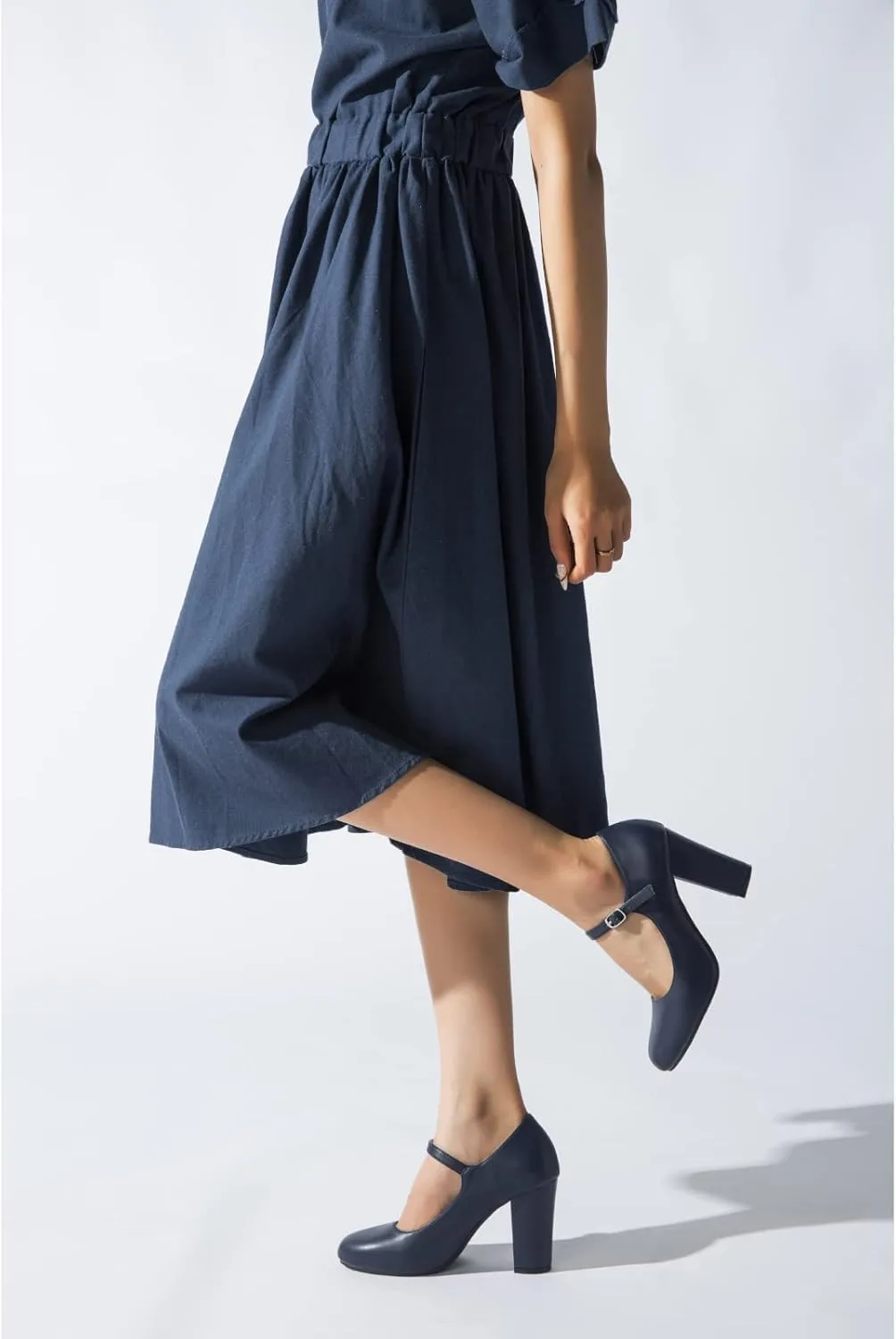 Women's Mary Jane Heels Closed Toe Chunky Heel Round Toe Block High Heel Pumps