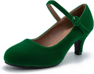 Women's Mary Jane Shoes Kitten Heel Closed Round Toe Low Heels Ankle Strap Office Work Church Wedding Pumps