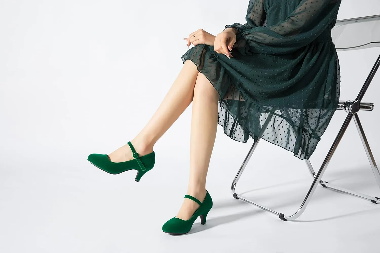 Women's Mary Jane Shoes Kitten Heel Closed Round Toe Low Heels Ankle Strap Office Work Church Wedding Pumps