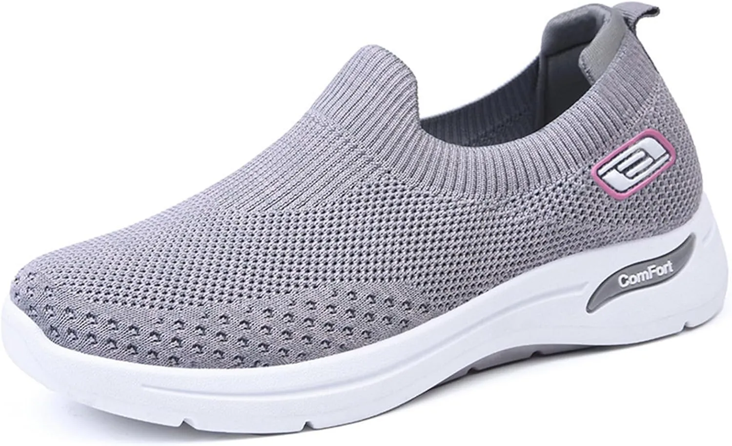 Womens Orthopedic Sneakers Slip On Arch Support Walking Shoes Comfortable Soft Sole Non Slip Low Top Tennis Shoes Mesh Breathable Lightweight Casual Sneakers