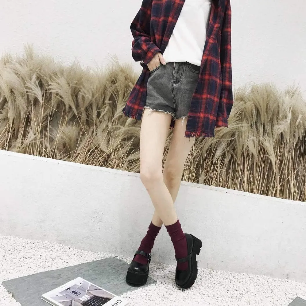 Women's Platform Mary Jane Shoes Vintage Round Toe Buckle Strap Casual Slip-on Walking Shoes