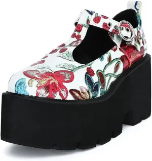 Women's Platform Mary Jane Shoes Vintage Round Toe Buckle Strap Casual Slip-on Walking Shoes