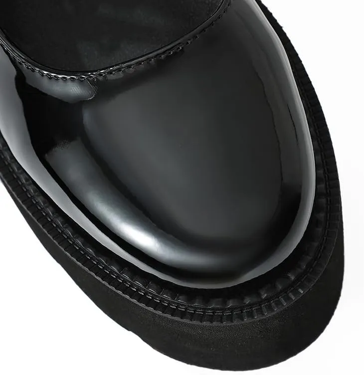 Women's Platform Mary Jane Shoes Vintage Round Toe Buckle Strap Casual Slip-on Walking Shoes