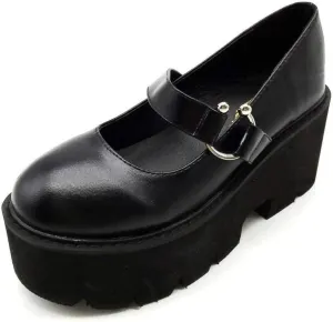 Women's Platform Mary Jane Shoes Vintage Round Toe Buckle Strap Casual Slip-on Walking Shoes