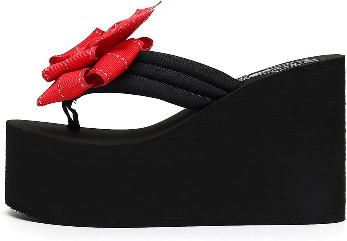 Womens Platform Wedge Flip Flops Chunky High Heel Sandals Summer Beach Thong Heeled Sandal Slippers for Women