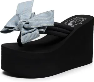Womens Platform Wedge Flip Flops Chunky High Heel Sandals Summer Beach Thong Heeled Sandal Slippers for Women