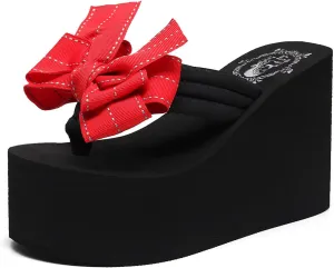 Womens Platform Wedge Flip Flops Chunky High Heel Sandals Summer Beach Thong Heeled Sandal Slippers for Women