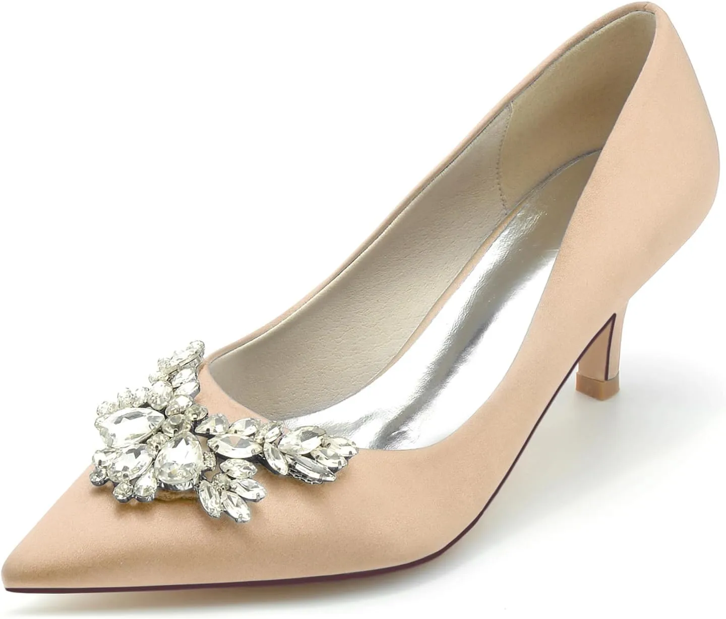 Women's Pointed Toe Rhinestone Wedding Party Evening Dress Sandles Pumps Slip On Closed Toe Bridal Shoes