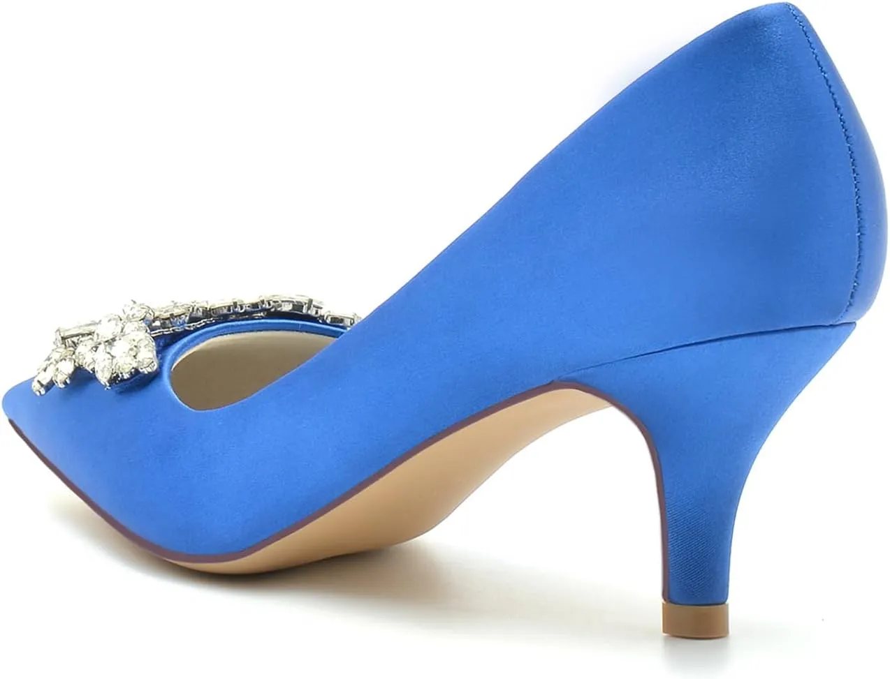 Women's Pointed Toe Rhinestone Wedding Party Evening Dress Sandles Pumps Slip On Closed Toe Bridal Shoes