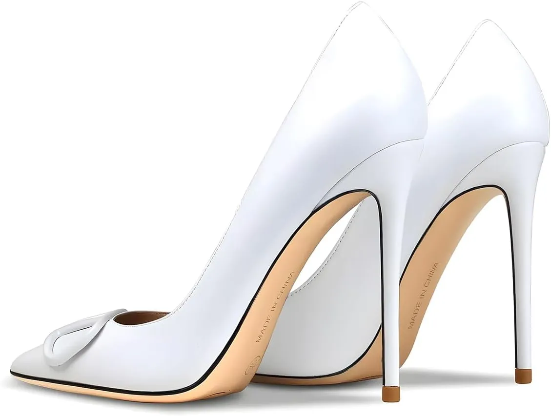 Women's Pointed Toe Shallow Mouth Sexy Square Buckle Rhinestones 10cm Stiletto Heels Slip-on Wedding Party Banquet Big Size Shoes