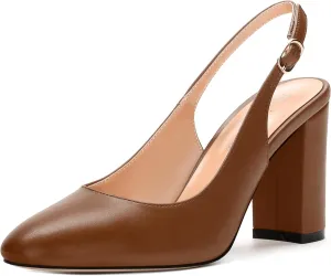Women's Pumps, Block Heel Round Toe Dress Pumps Shoes for Women, Classic Round Toe High Chunky Heel Pumps