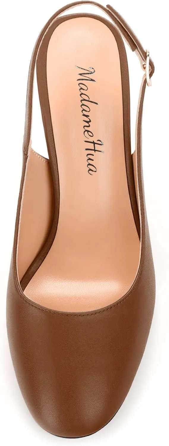 Women's Pumps, Block Heel Round Toe Dress Pumps Shoes for Women, Classic Round Toe High Chunky Heel Pumps