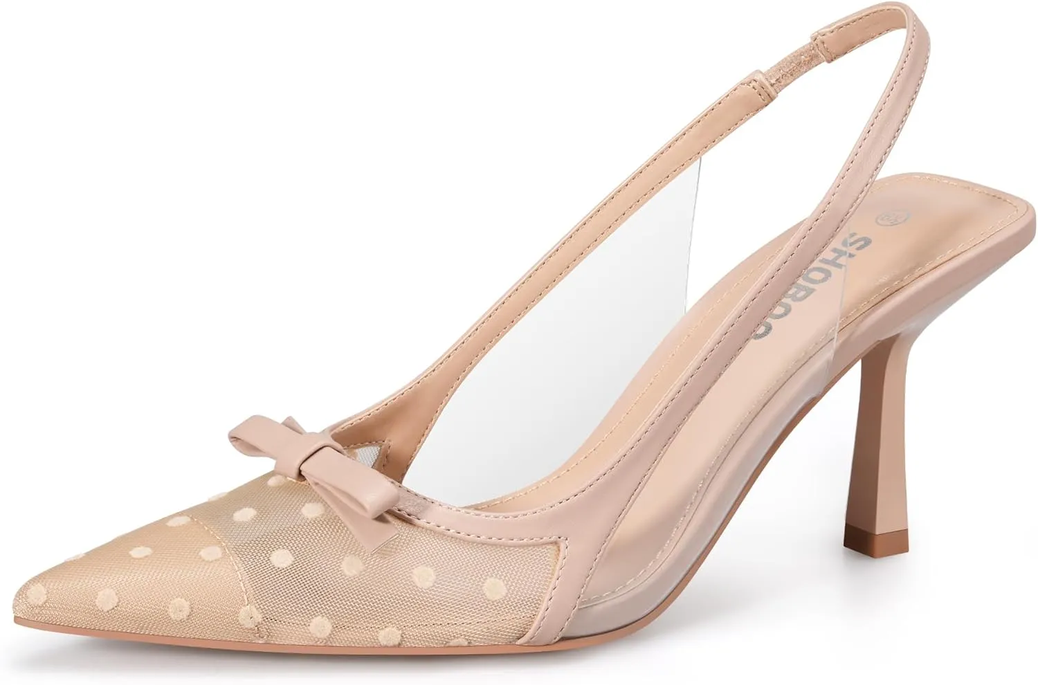 Women's Pumps with Bow Slingback Heels for Women 3.2 Inch Stiletto Pointed Toe Heels Closed Toe Wedding Party Dress Mesh Pumps Shoes