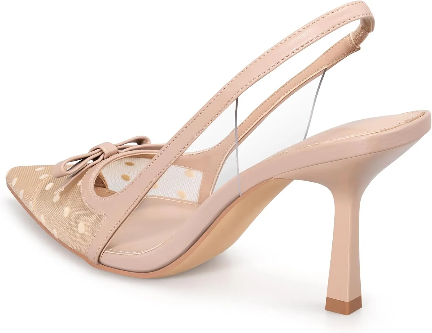 Women's Pumps with Bow Slingback Heels for Women 3.2 Inch Stiletto Pointed Toe Heels Closed Toe Wedding Party Dress Mesh Pumps Shoes