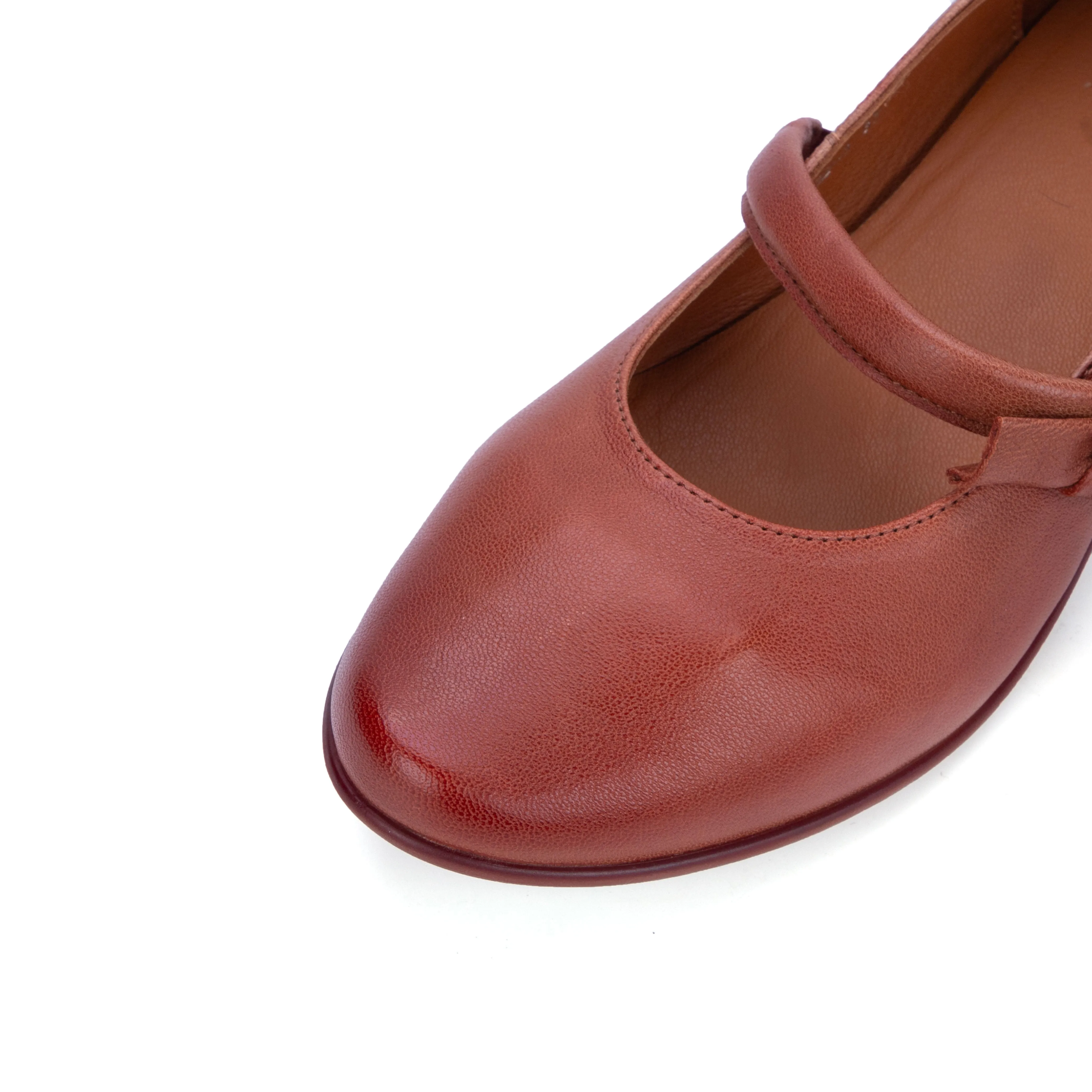 Womens Round Toe Handmade Literary Low Heel Mary Jane Shoes