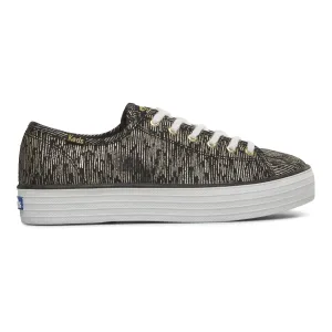 Women's Triple Kick Canvas Lines Print - Black/Gold