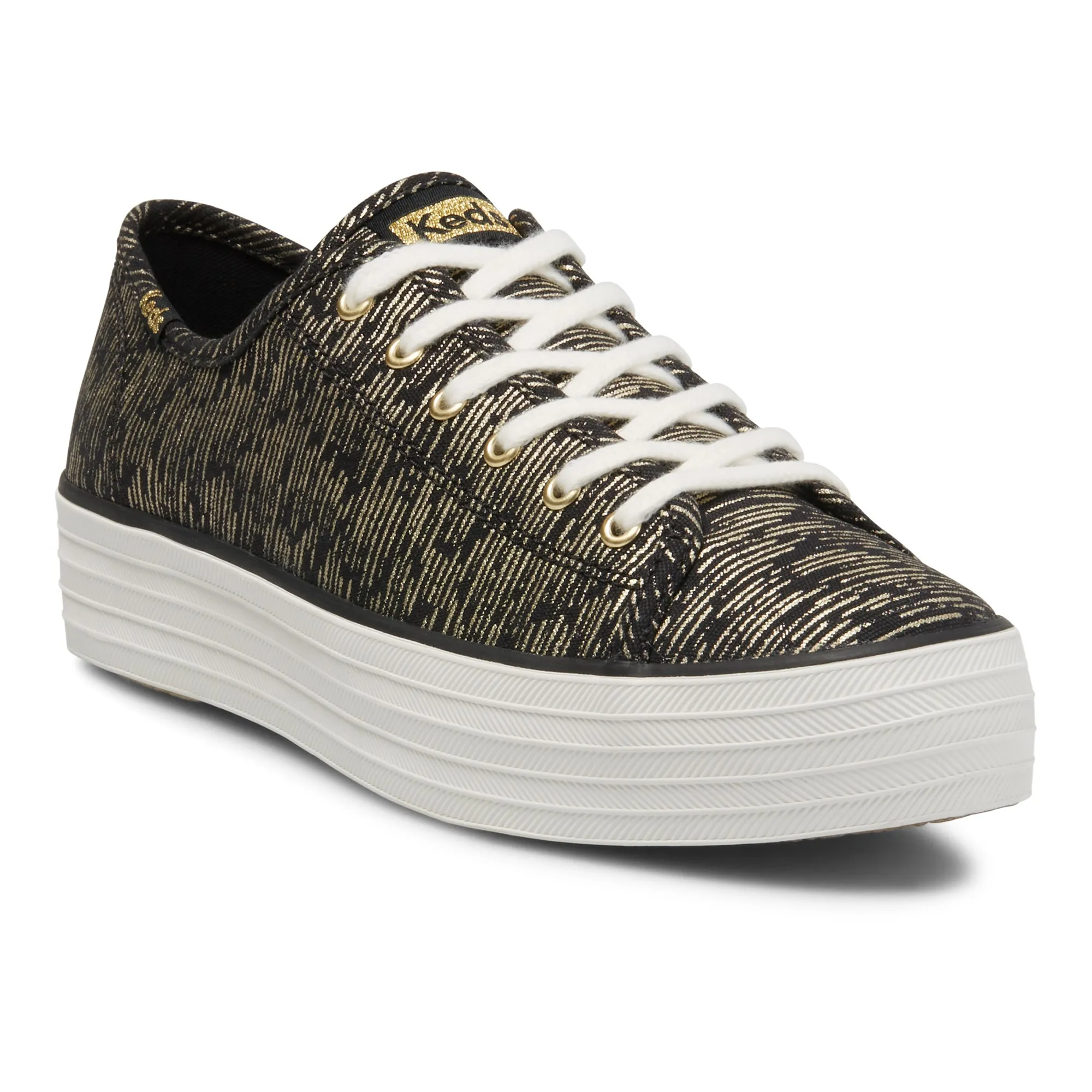 Women's Triple Kick Canvas Lines Print - Black/Gold