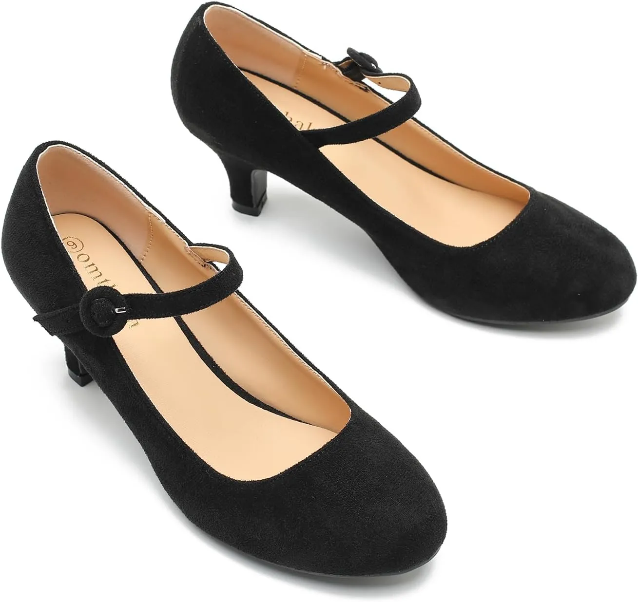 Women's Vintage Mary Jane Shoes Dress Comfortable Low Kitten Heels Ankle Strap Closed Round Toe Office Work Wedding Pumps