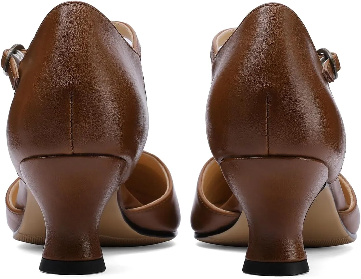 Women's Vintage T-Strap Low Pumps Comfortable Kitten Heel, Closed Toe