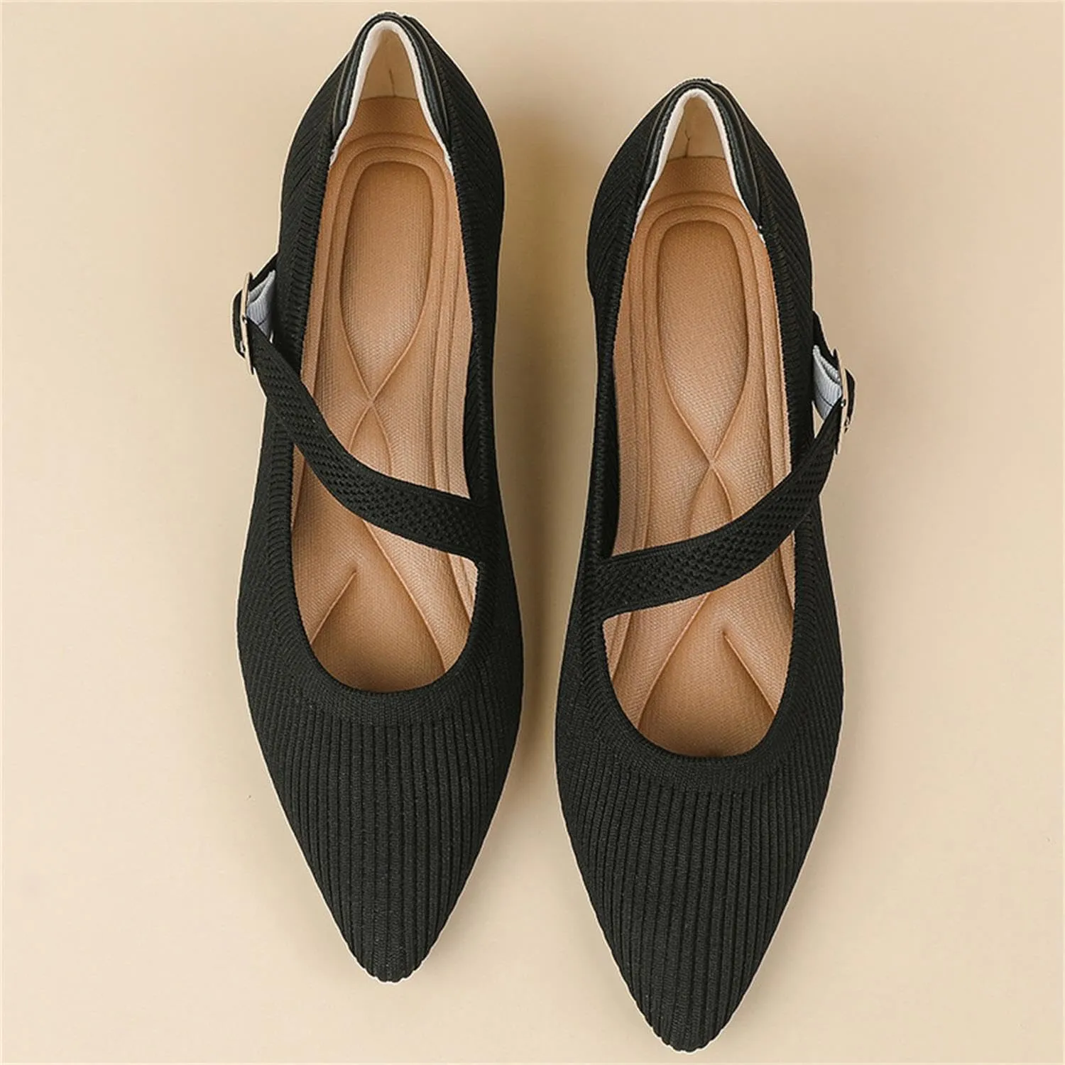 Women's Wedge Block Heel Pumps Ladies Breathable Weave Casual Shoes Buckle Strap Mary Janes