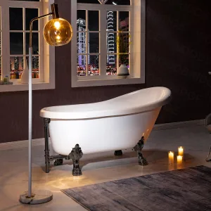 WOODBRIDGE 59" Heavy Duty Acrylic Slipper Clawfoot Bath Tub with Oil-Rubbed Bronze Feet   Oil-Rubbed Bronze Drain &Overflow